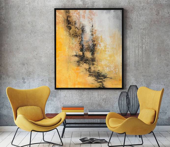 Gray Living Room Hallway Abstract Canvas Wall Art 3CH3E wall art